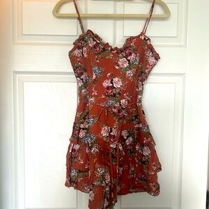 Francesca’s short mini burnt orange spaghetti strap dress with zipper